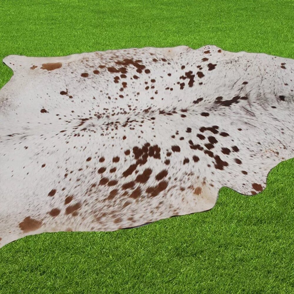New Speckled Large Real Cowhide Area Rug (68"x 63") Cow Skin Leather